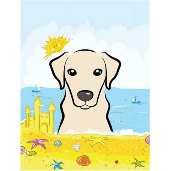 Carolines Treasures Yellow Labrador Summer Beach Canvas House Flag - Yellow