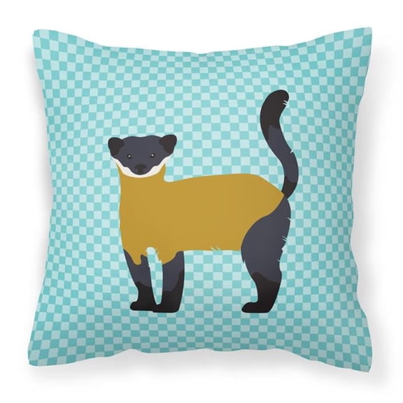 Carolines Treasures BB8048PW1818 Yellow-Throated Marten Blue Check Fabric Decorative Pillow, 18 x 18 in.