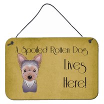 Carolines Treasures BB1480DS812 Yorkie Puppy Spoiled Dog Lives Here Wall and Door Hanging Prints