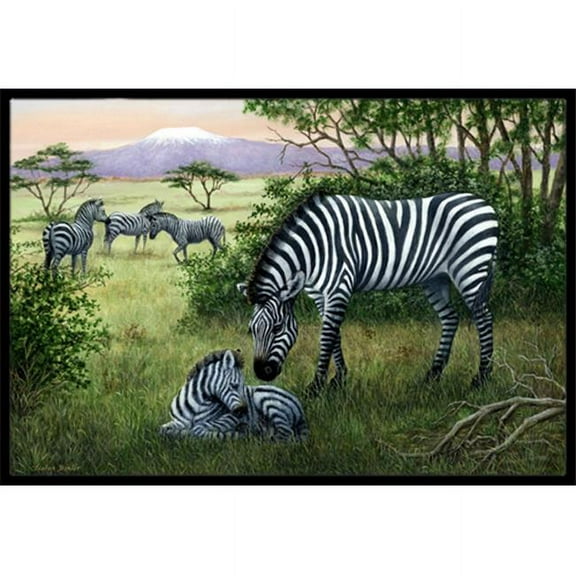 Carolines Treasures Zebras in the Field with Baby Indoor or Outdoor Mat