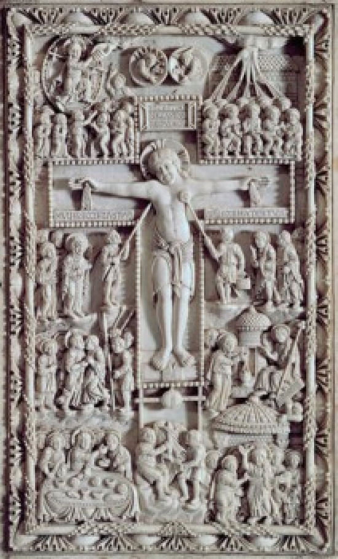 Carolingion Crucifixion 9th Century Artist Unknown Ivory Cathedral of St Just Narbonne France Canvas Art - (18 x 24)