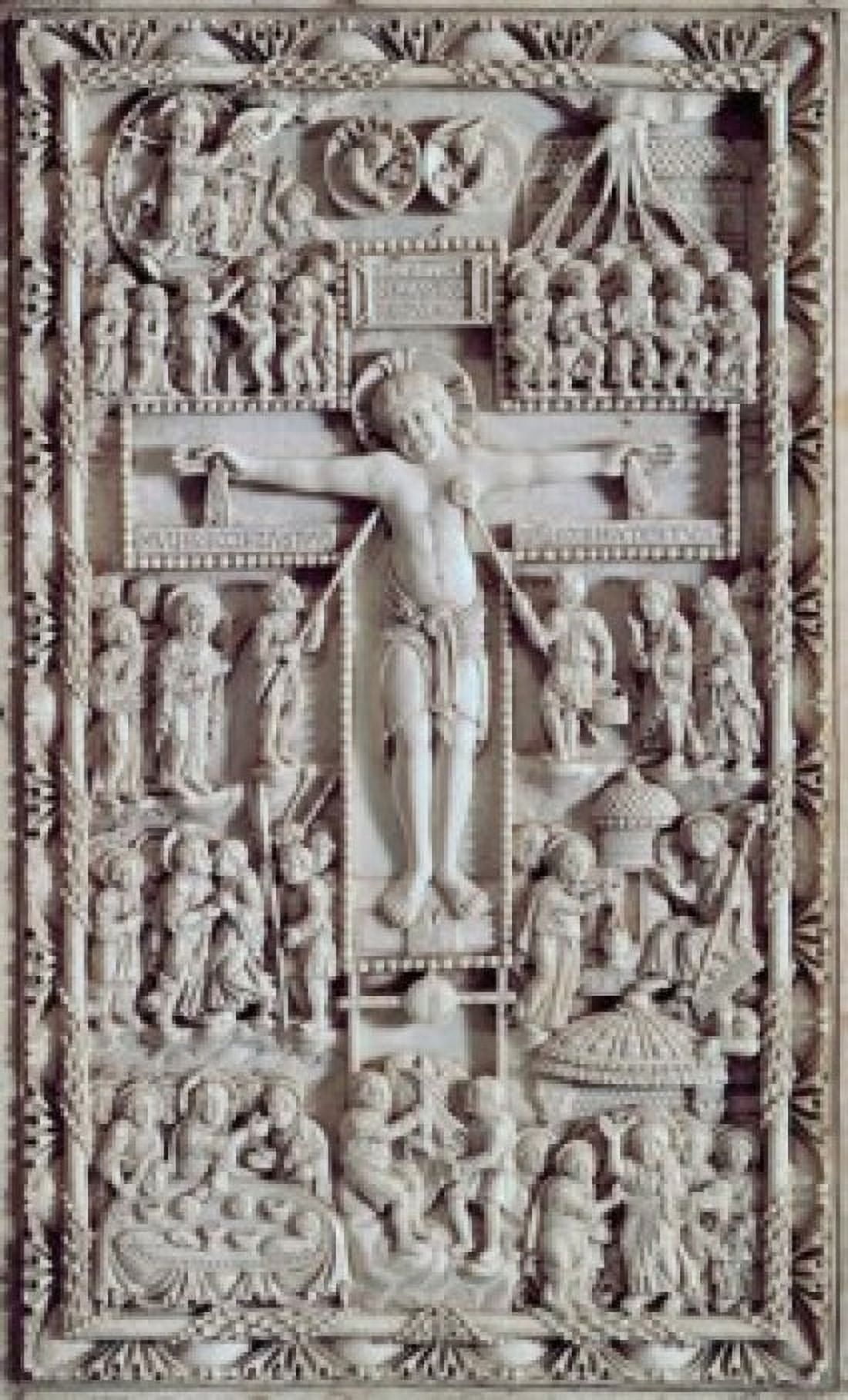 Carolingion Crucifixion 9th Century Artist Unknown Ivory Cathedral of St Just Narbonne France Canvas Art - (24 x 36)