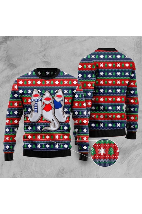 Carolling Sharks 3D Christmas Sweater, Funny Xmas Sweater, Sweater Xmas