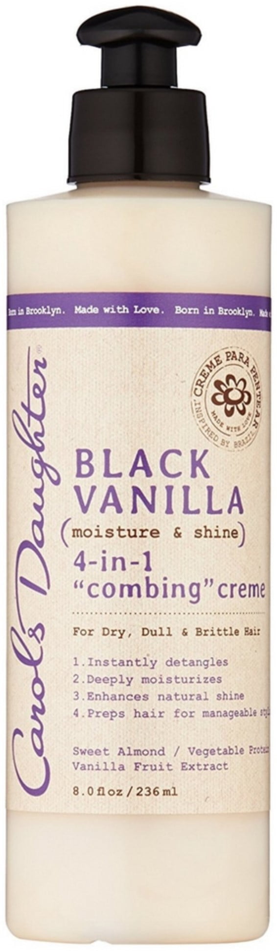 Carols Daughter Black Vanilla Moisture & Shine 4-In-1 Combing Creme 8 oz (Pack of 3)