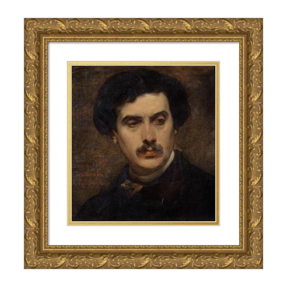 Carolus-Duran 12x13 Gold Ornate Wood Frame and Double Matted Museum Art Print Titled - Portrait of Alexandre Falguiere (1870)