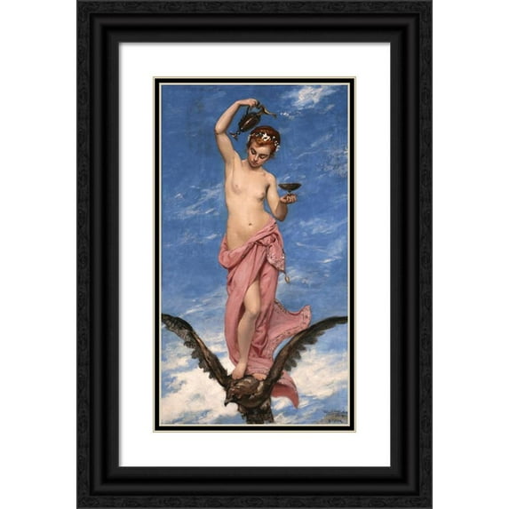 Carolus-Duran 12x18 Black Ornate Wood Framed Double Matted Museum Art Print Titled - Hebe (1874)