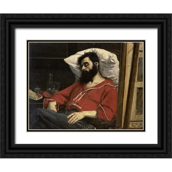 Carolus-Duran, Emile Auguste 14x12 Black Ornate Wood Framed with Double Matting Museum Art Print Titled - Convalescent