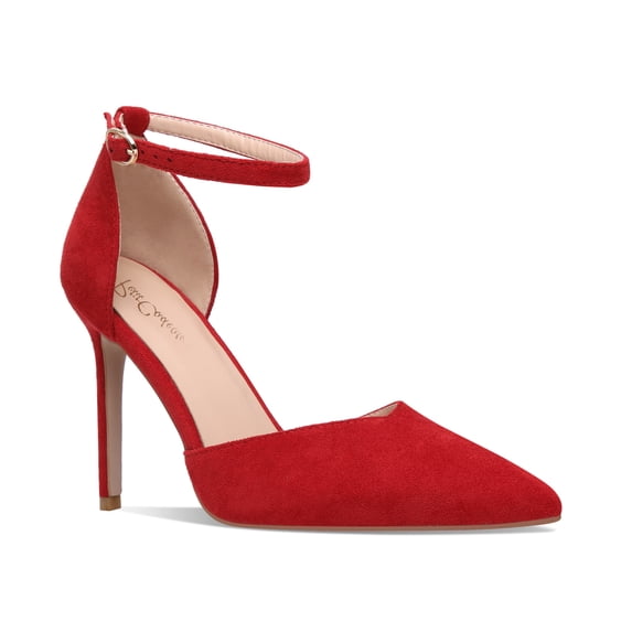 Carolyn - Women's Elegant, Sexy and Feminine Pointed Toe D’orsay Pumps with 4" Stiletto High Heels in vegan leather and ankle straps. Handmade to perfection. Size 14