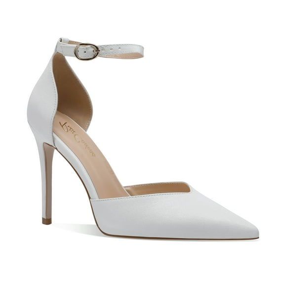 Carolyn - Women's Elegant, Sexy and Feminine Pointed Toe D’orsay Pumps with 4" Stiletto High Heels in vegan leather and ankle straps. Handmade to perfection. Size 7