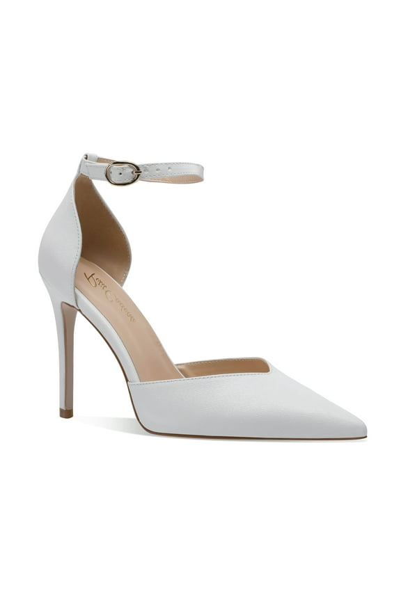 Carolyn - Women's Elegant, Sexy and Feminine Pointed Toe D’orsay Pumps with 4" Stiletto High Heels in vegan leather and ankle straps. Handmade to perfection. Size 7