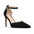 thumbnail image 1 of Carolyn - Women's Elegant, Sexy and Feminine Pointed Toe D’orsay Pumps with 4" Stiletto High Heels in vegan leather and ankle straps. Handmade to perfection. Size 8, 1 of 6