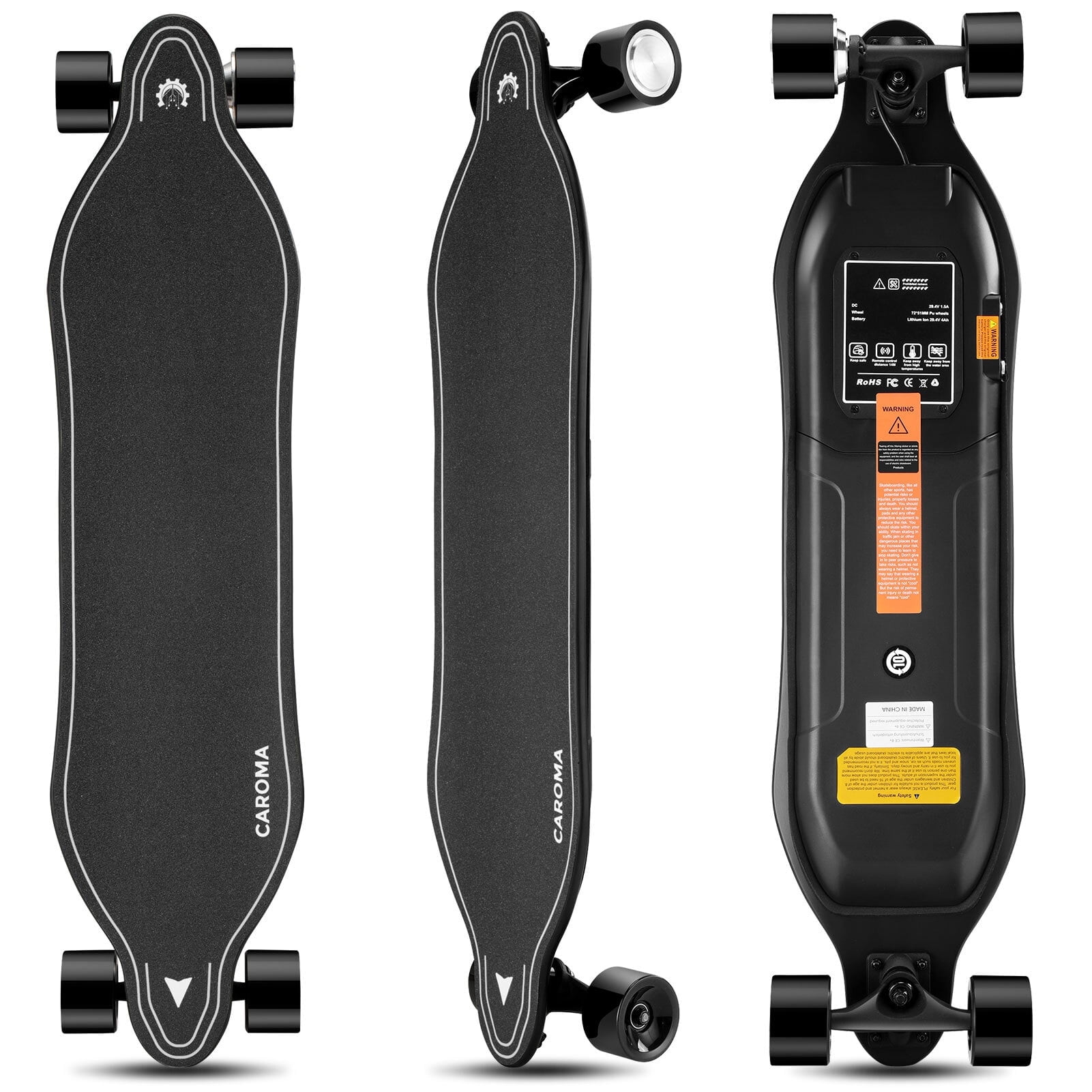 Muuwmi Longboard Compact Neon - ABEC 7 ball bearings Neon - with wheels with LED lighting - Deck 83x22cm - max. 100kg : muuwmi