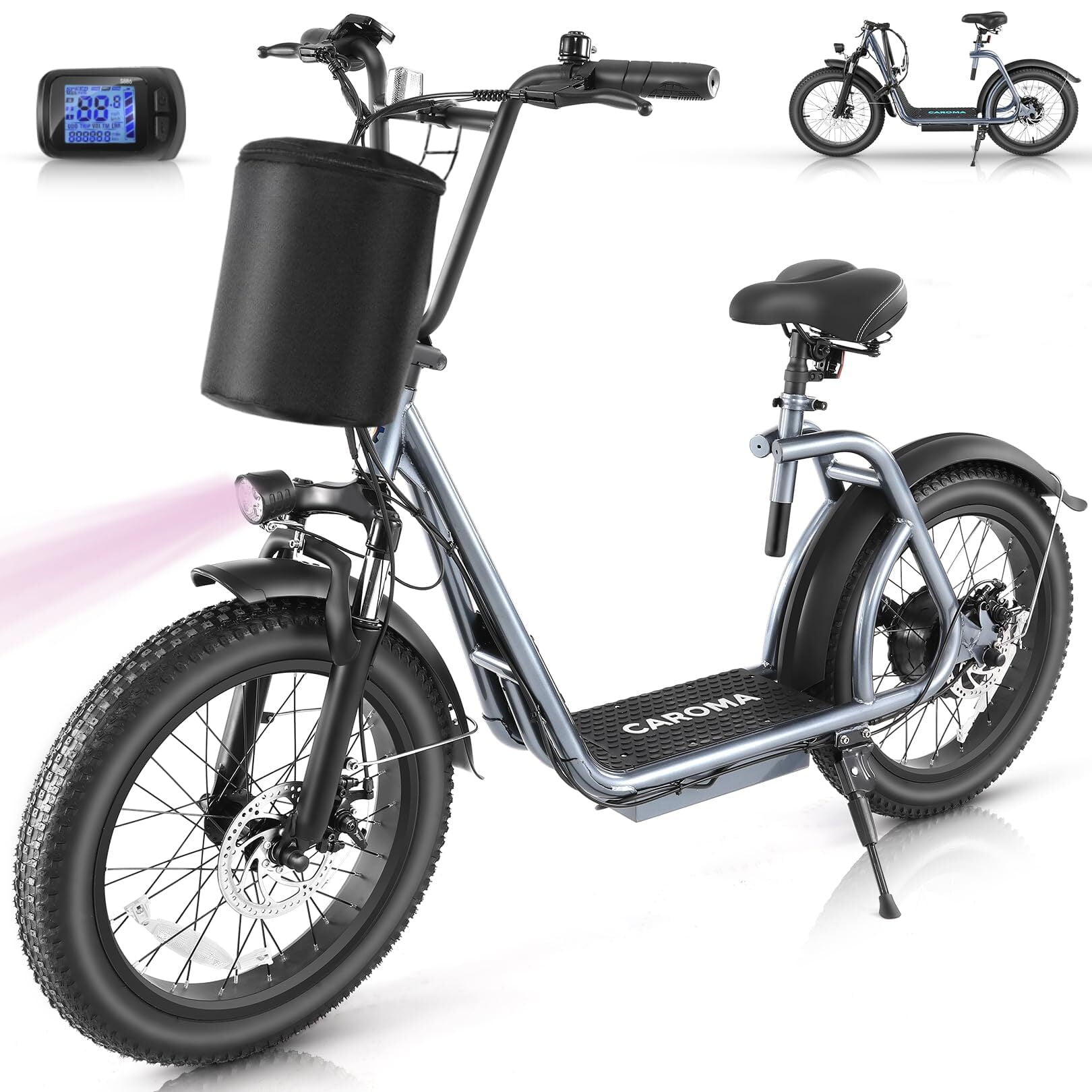 Caroma 48V 500W Adults Electric Scooter with Removable Seat, 20" Off