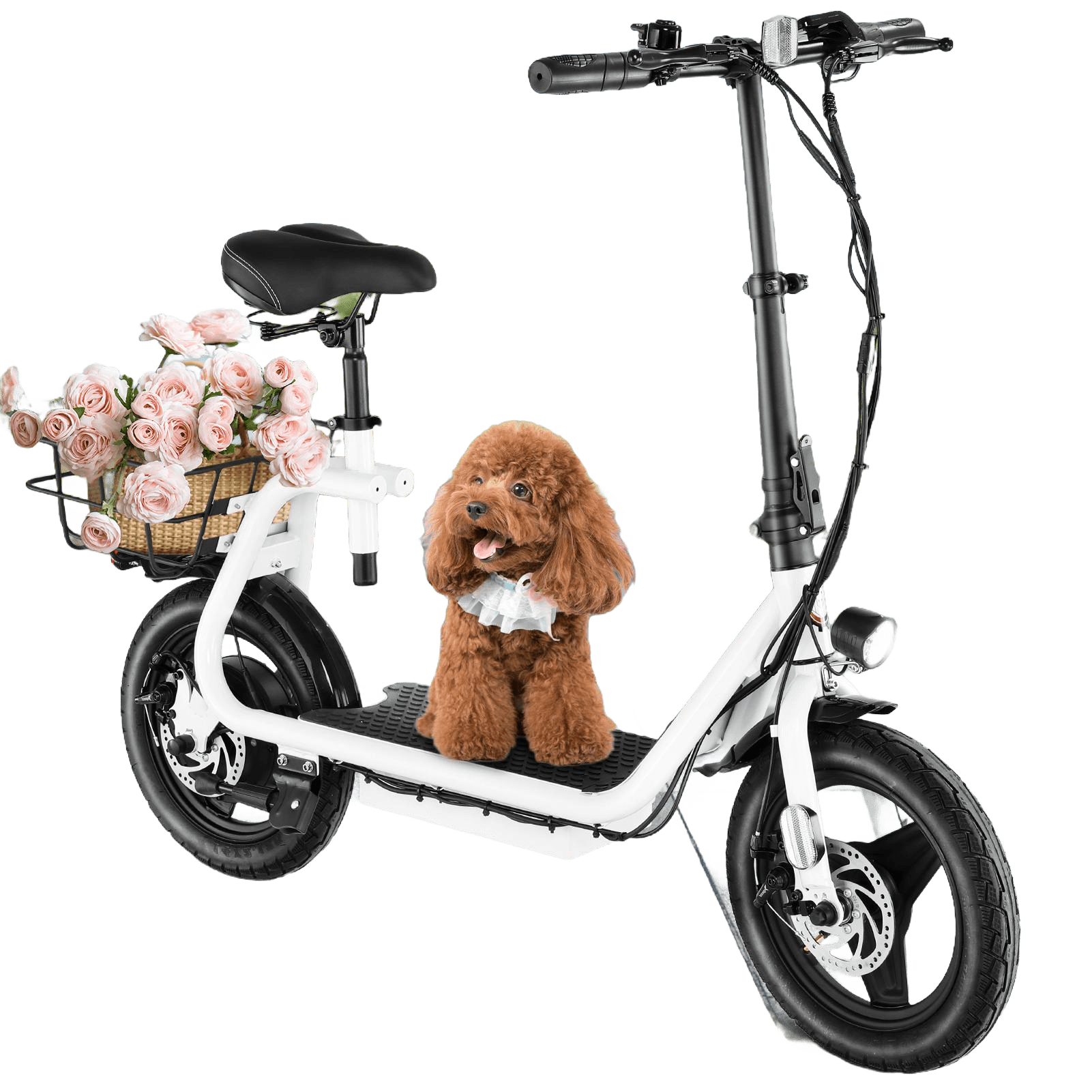 COBIZI Electric Scooter for Adults with Seat&Peak 1200W Motor-Up to 30 Miles 20Mph,Foldable Electric Scooter with Basket&14" Wheels,White