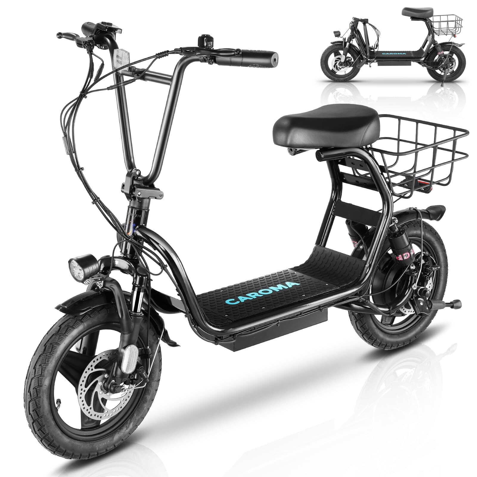 Caroma 500W Electric Scooter with Seat for Adults, Max Speed 20Mph Up