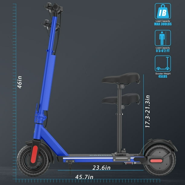 Caroma Electric Scooter, 500W Motor, 25 Miles Range & 20Mph, 10" Solid