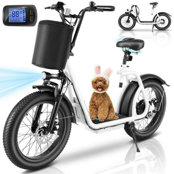Caroma Peak 1200W Electric Scooter with Seat for Adults, 500Wh Battery up to 30 Miles&20MPH, 14" Fat Tire, Foldable Adult Electric Scooter for Commuting with Basket&Shock Absorbing,UL2272 Certified