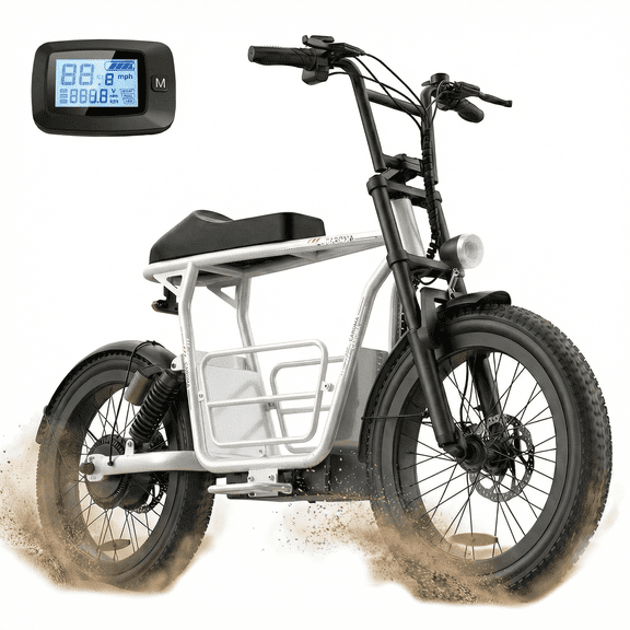 Caroma 500W Peak 750W Electric Scooter for Adults,25 Miles Range,20Mhp Top Speed Electric Bike,20"x3" All-Terrain Tires E Motorcycle with Basket,White