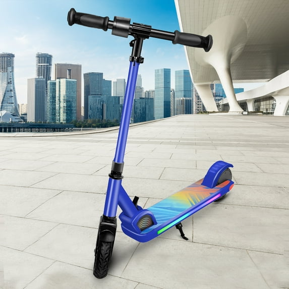 Caroma Electric Scooter for Kids Ages 6-12,150W/180WMotor,10 MPH Max Speed & 7 Miles,Colorful Lights,Adjustable Height & Speed,LED Display,Foldable Kids Electric Scooter 132 Lbs Max Load,Idea Gift