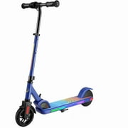 Caroma Electric Scooter for Kids Ages 6-12, 150W Motor, 10 mph,Adjustable Speed & Height, Colorful Lights, LED Display, Foldable Kids Electric Scooter,Dark Blue