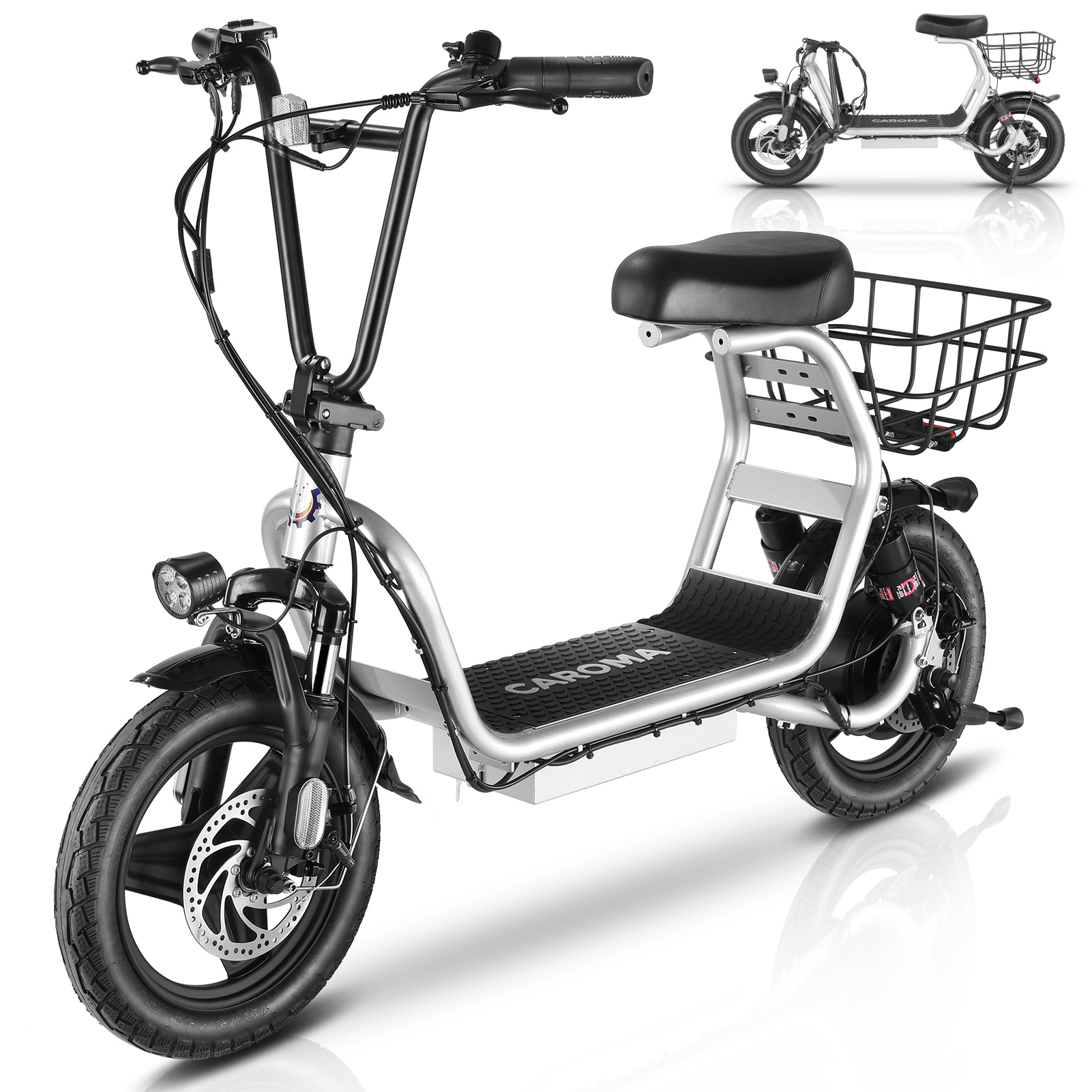 Caroma Electric Scooter With Seat For Adult 500w Motor Up To 25 Miles Range And 20mph 14 5336