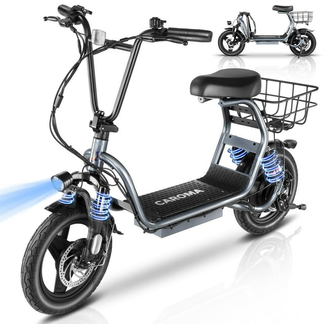 Caroma Electric Scooter with Seat for Adult, 500W Peak Motor up to 15 ...