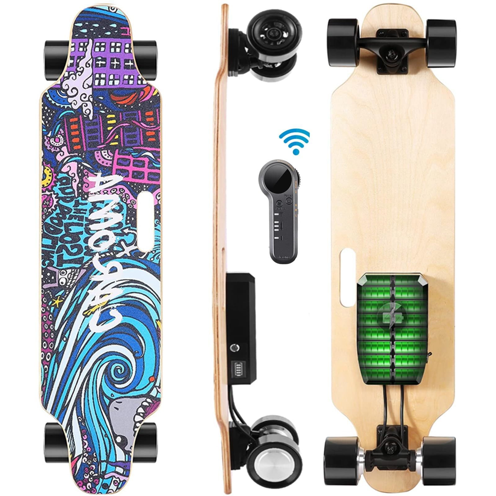 Caroma Electric Skateboard with Remote, 700W Electric Longboard,18.6