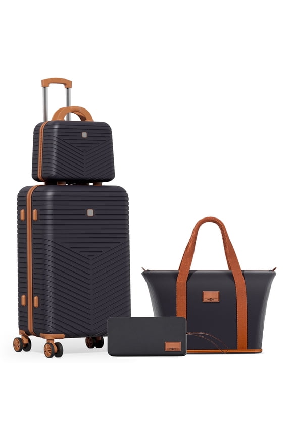 4 Piece Carry On Luggage Sets,Lightweight Travel Suitcase Set with TSA Lock & Spinner Wheels(13/20in, Black)