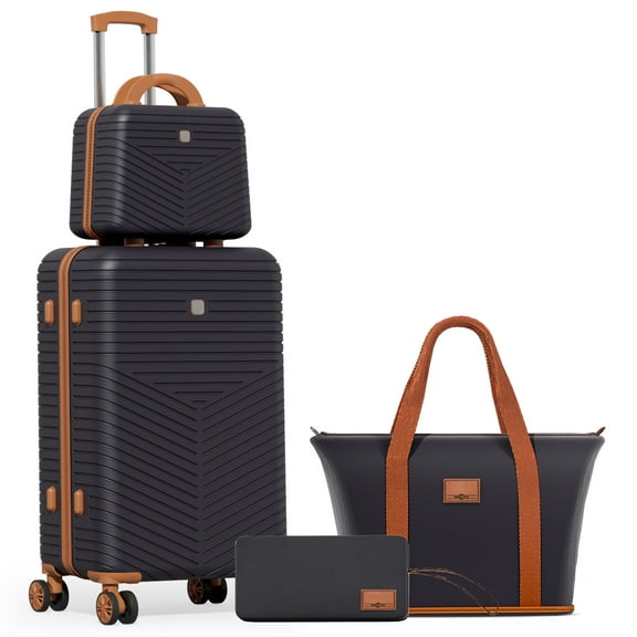 HOTEEL 4 Piece Carry On Luggage Sets,Lightweight Travel Suitcase Set with TSA Lock & Spinner Wheels(13/20in, Black)