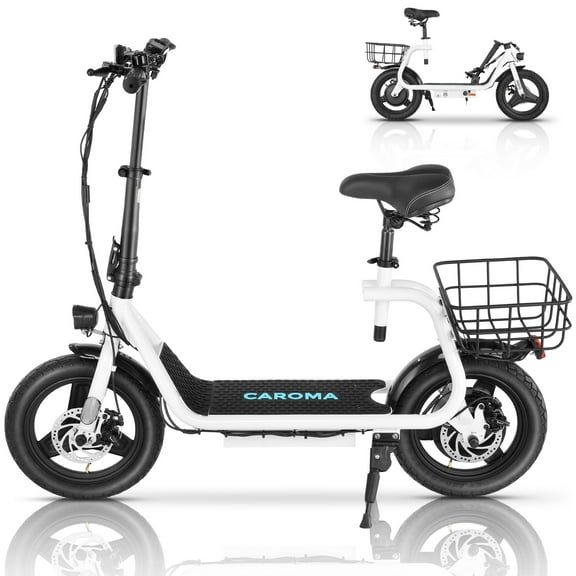 Caroma Peak 1200W Electric Scooter with Seat 14" Tire, 30 Miles Range 20MPH Max Speed, Foldable Electric Scooter for Adults 300 LBS Max Load