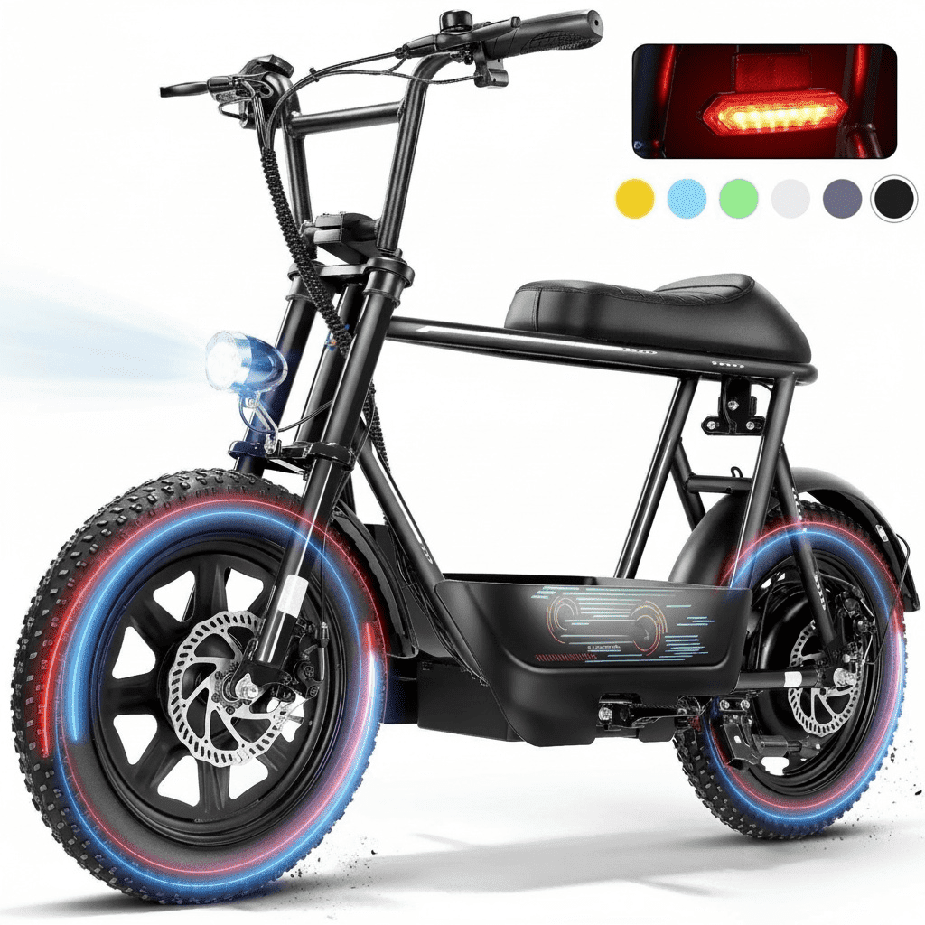 Caroma Peak 1200W Electric Scooters with Seat,30Miles Max Range,20mph Top Speed,16" Fat Tire for All-Terrain,Ebike for Adluts with Basket,UL2272