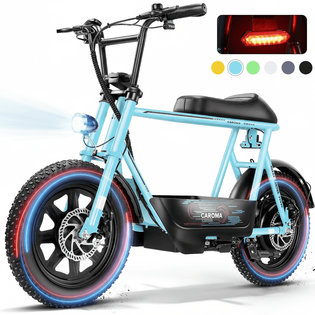 Caroma Peak 1200W Electric Scooters with Seat,30Miles Max Range,20mph Top Speed,16" Fat Tire for All-Terrain,Ebike for Adluts with Basket,UL2272