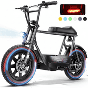 Caroma Peak 1200W Electric Scooters with Seat,30Miles Max Range,20mph Top Speed,16 Fat Tire for All-Terrain,Ebike for Adluts with Basket,UL2272