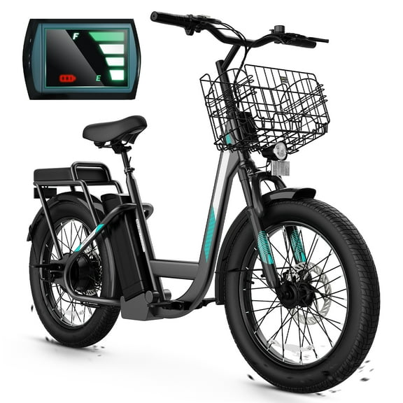 Caroma Peak 560W Electric Scooter Adults, 48V Removable Battery, Up to 15Miles&20MPH, 20" Fat Tire Off-Road E Scooter with Basket&Adjustable Seat, Foldable Adult Electric Scooter for Commuting