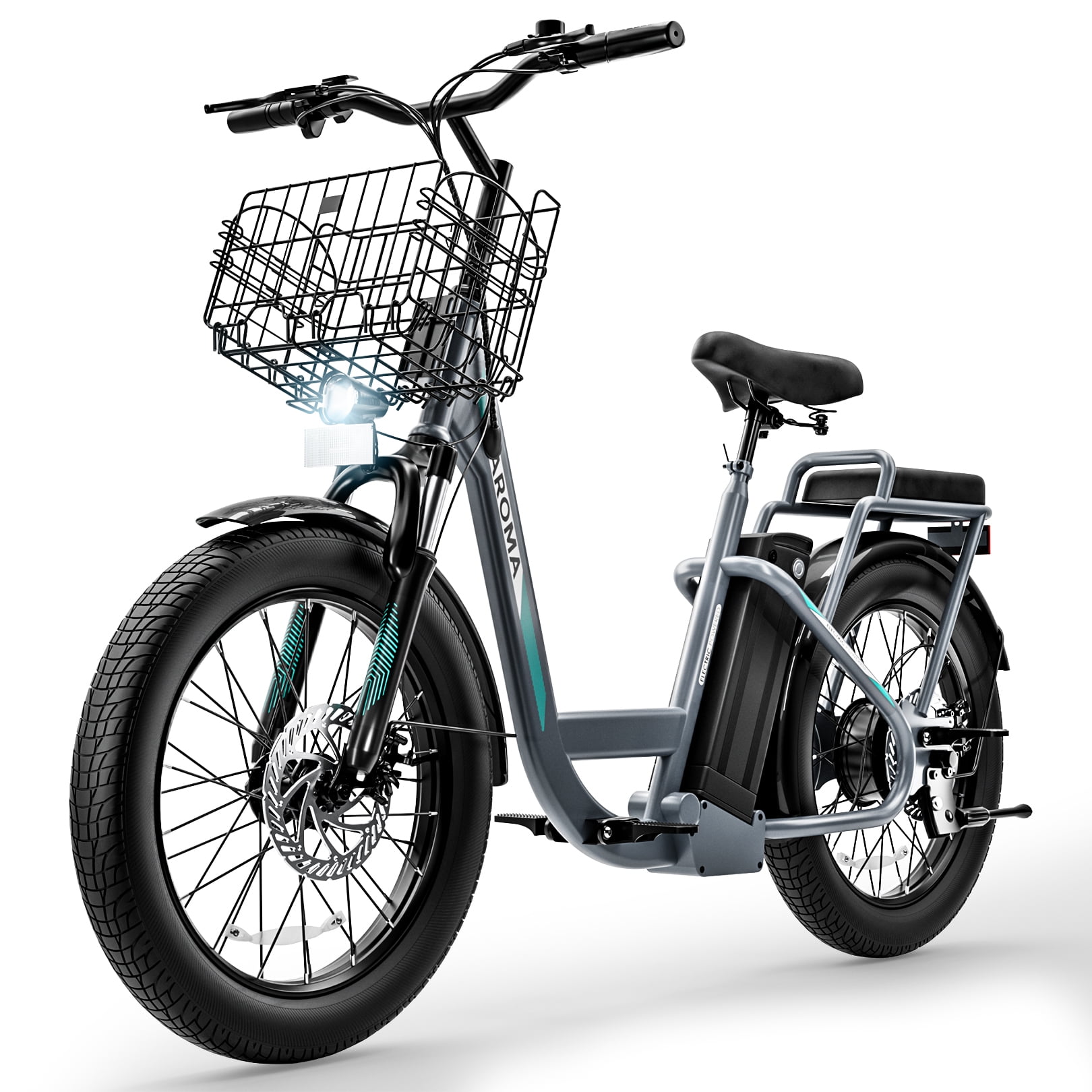 Caroma Peak 560W Electric Scooter with Seat, 20" Fat Tire Electric Scooter Adults 36V Removable Battery, Up to 15Miles & 20MPH, Foldable Adult Electric Scooter for Commuting with Basket&2 Seater