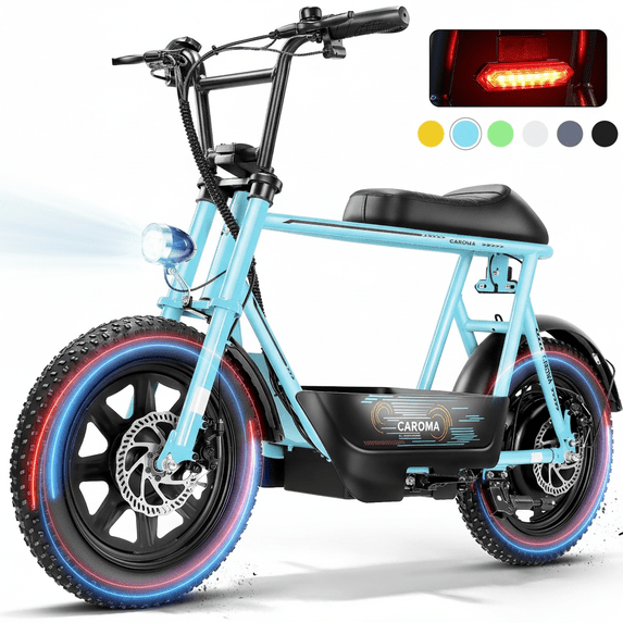 Caroma Peak 560W Electric Scooters with Seat for Adults, 16" Fat Tire for All-Terrain, 15Miles Max Range, 20mph Top Speed, Commuter Ebike for Adults&Teens, Motorcycle Style