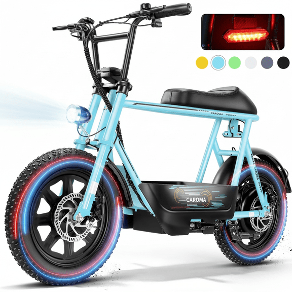 Caroma Peak 819W Electric Scooters with Seat for Adults, 16" Fat Tire for All-Terrain, 25Miles Max Range, 20mph Top Speed, Commuter Ebike for Adults&Teens, Motorcycle Style