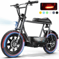 thumbnail image 1 of Caroma Peak 819W Electric Scooters with Seat for Adults, 16" Fat Tire for All-Terrain, 25Miles Max Range, 20mph Top Speed, Commuter Ebike for Adults&Teens, Motorcycle Style, 1 of 9
