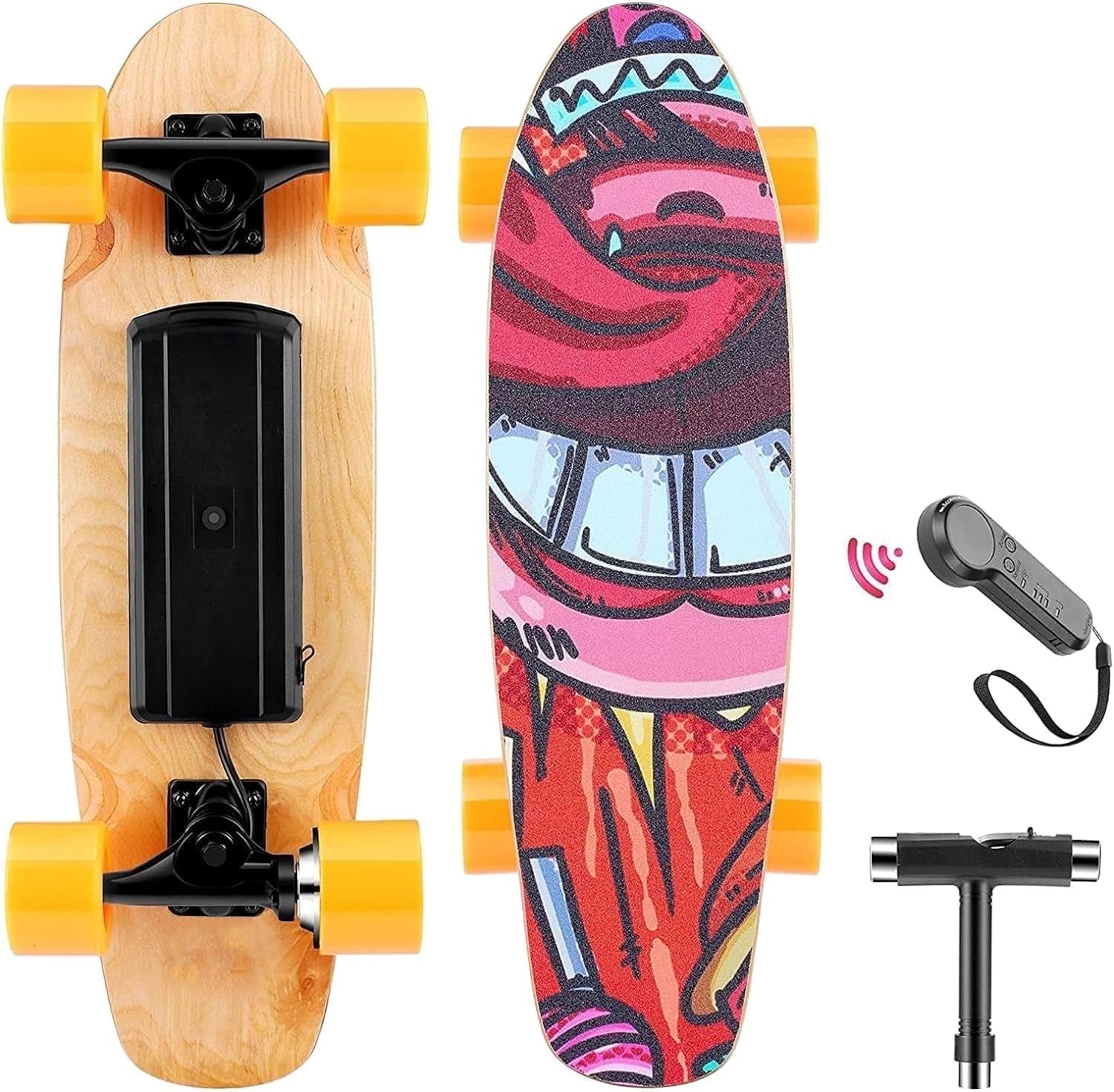 COBIZI Electric Skateboards for Adults and Beginners，Max 12.4 MPH and 8 Miles Range, with Wireless Remote Control , Ideal Skateboard Gifts