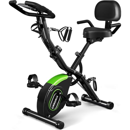 Caromix Folding Exercise Bike, 5 in 1 Stationary Magnetic Cycling Bicycle Upright Indoor Cycling Bike for Home Workout 330LB Capacity