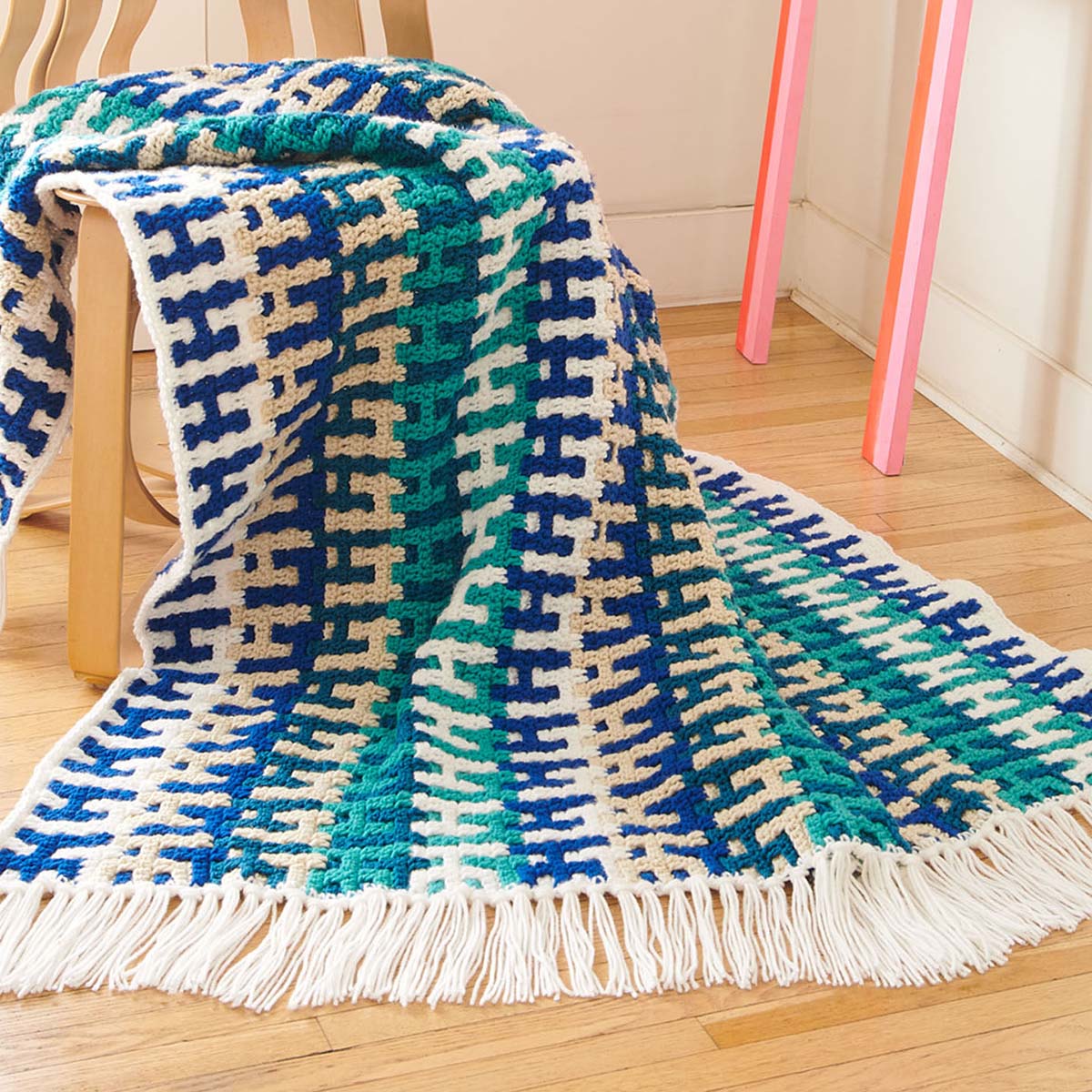 Caron® Frenetic Stripes Mosaic Blanket Crochet Kit
