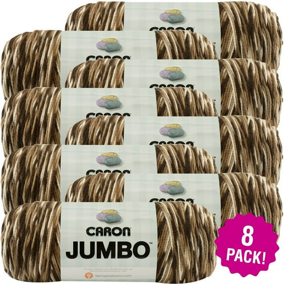 Caron Jumbo Print Yarn - Chocolate, Multipack of 8