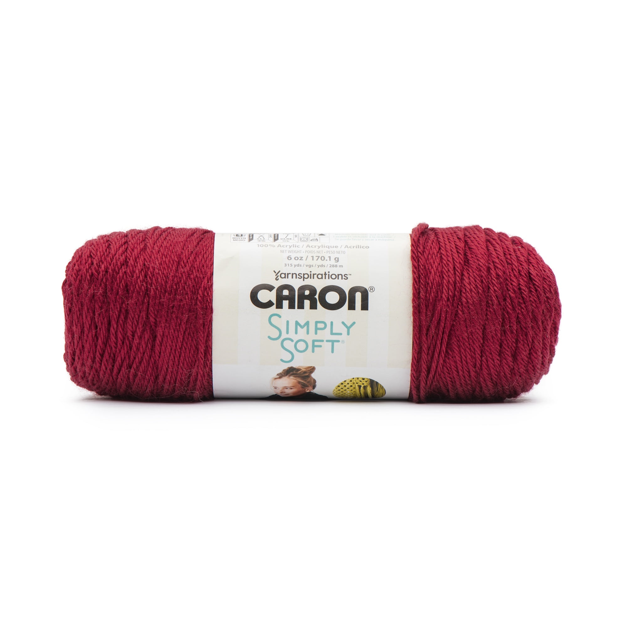 Caron Simply Soft Medium Acrylic Yarn, Autumn Red, 315 yd, Machine