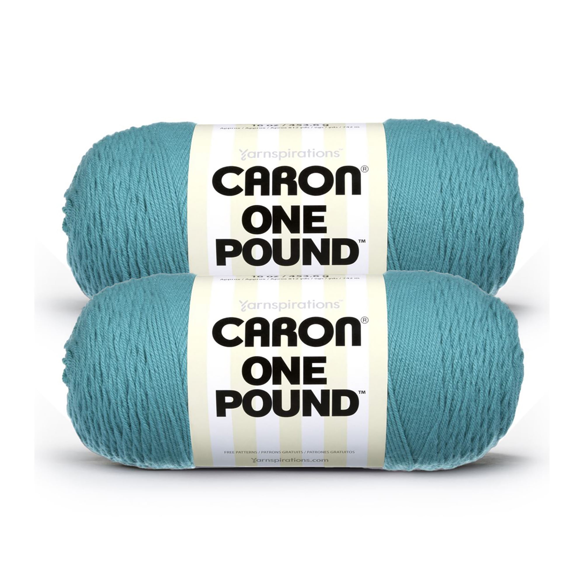 Caron® One Pound™ #4 Medium Acrylic Yarn, Aqua 16oz/454g, 812 Yards (2 Pack)
