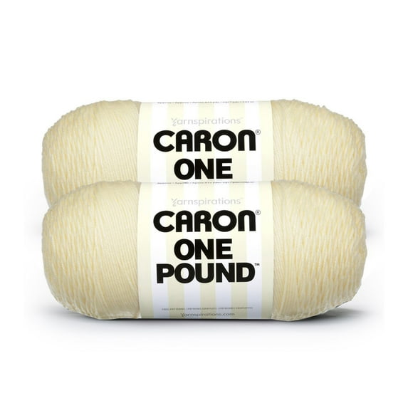 Caron® One Pound™ #4 Medium Acrylic Yarn, Cream 16oz/454g, 812 Yards (2 Pack)