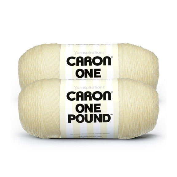 Caron® One Pound™ #4 Medium Acrylic Yarn, Cream 16oz/454g, 812 Yards (2 Pack)