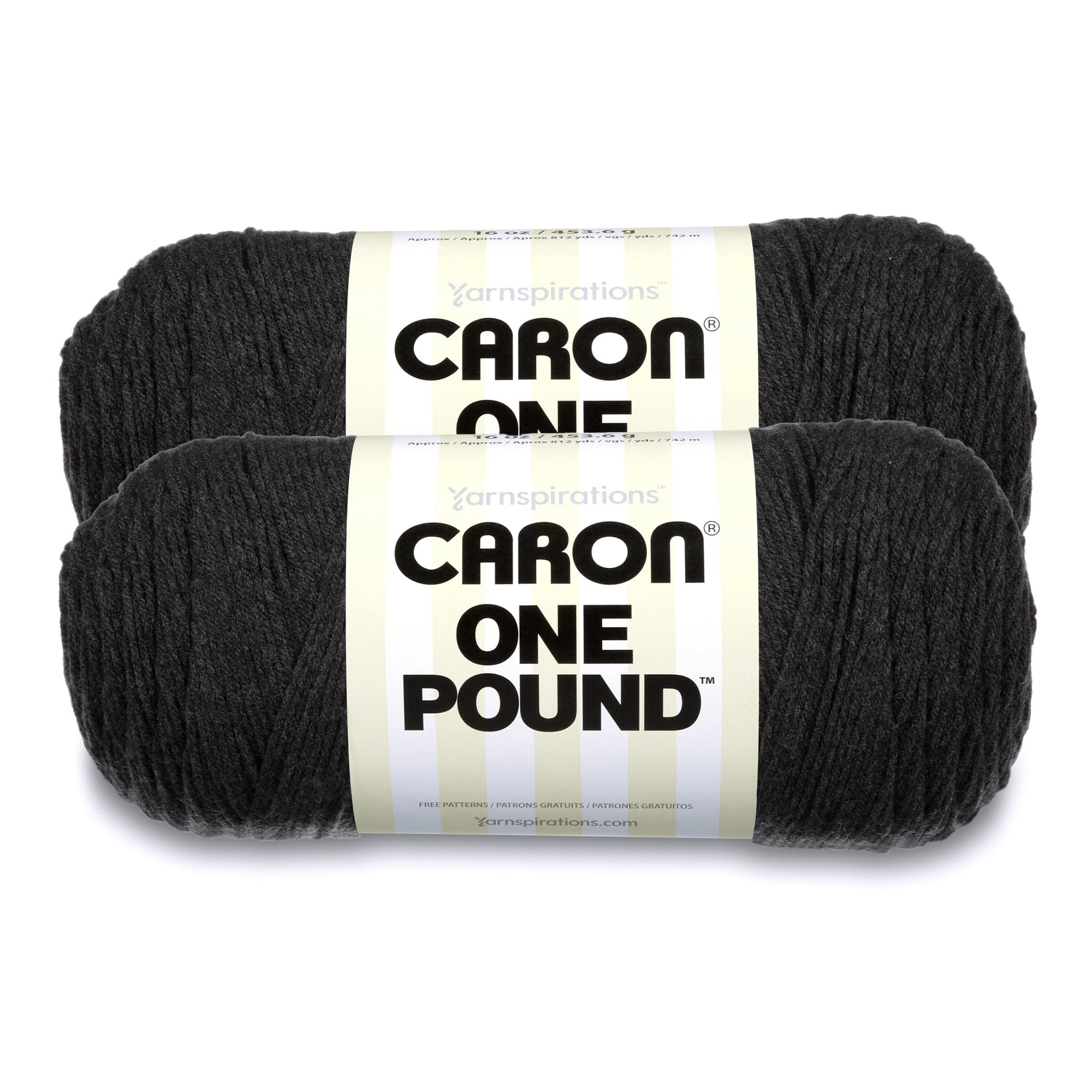 Caron® One Pound™ #4 Medium Acrylic Yarn, Dark Gray Mix 16oz/454g, 812 Yards (2 Pack)