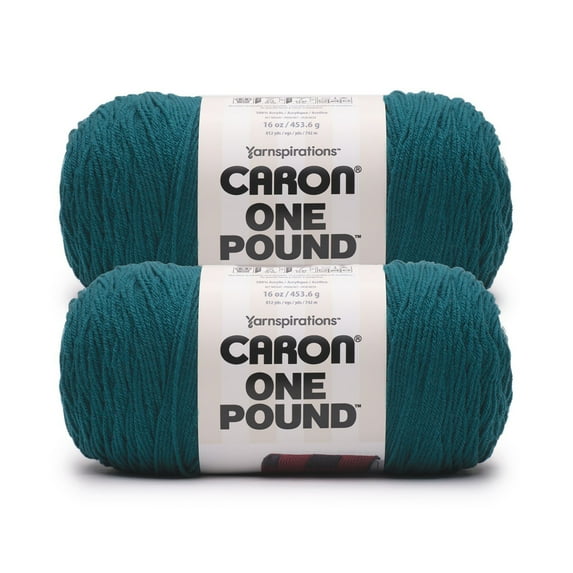 Caron® One Pound™ #4 Medium Acrylic Yarn, Deep Sea Teal 16oz/454g, 812 Yards (2 Pack)