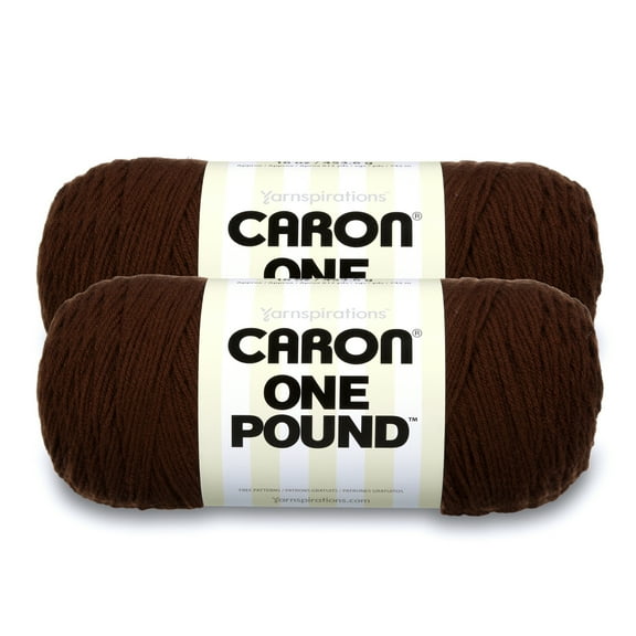 Caron® One Pound™ #4 Medium Acrylic Yarn, Espresso 16oz/454g, 812 Yards (2 Pack)