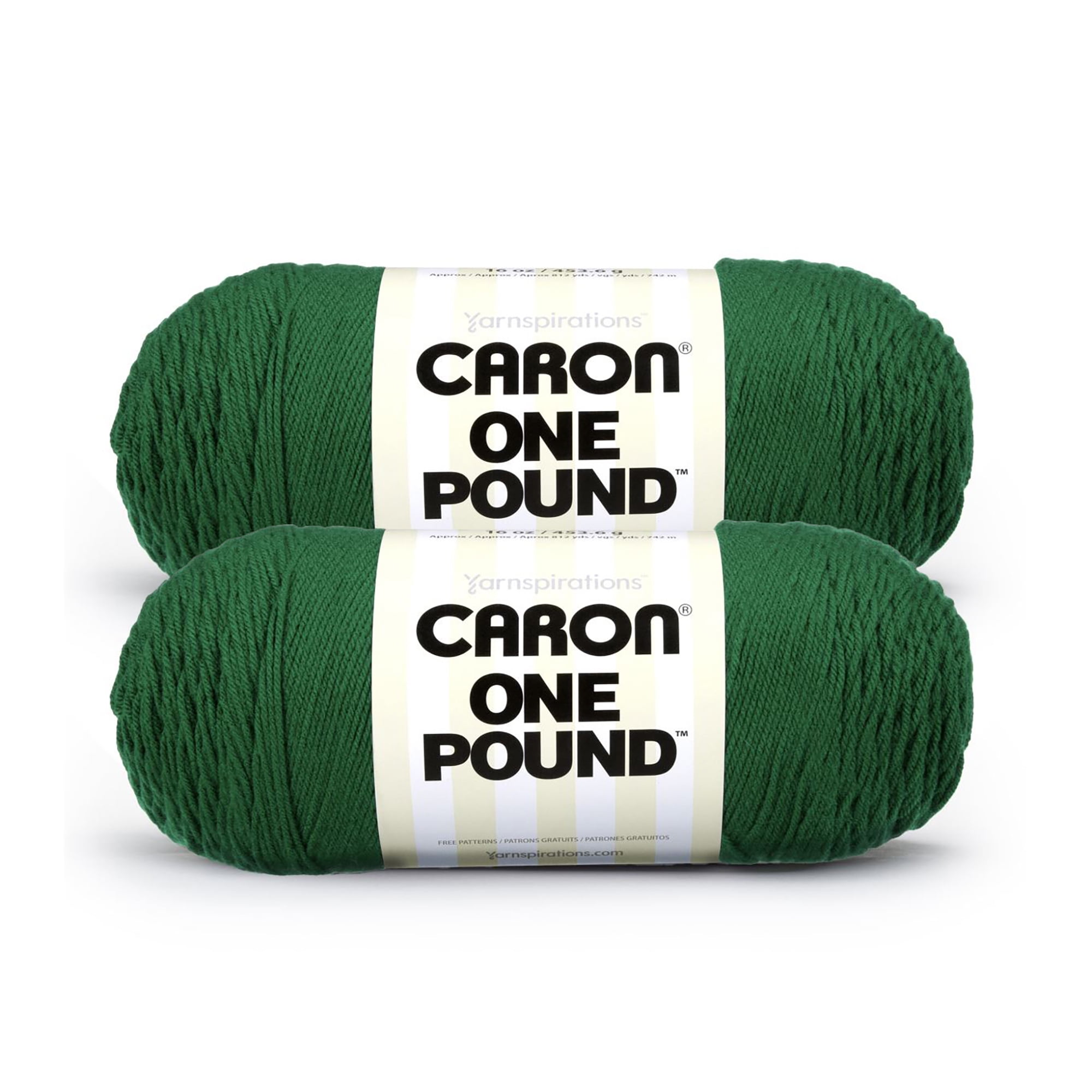 Caron® One Pound™ #4 Medium Acrylic Yarn, Kelly Green 16oz/454g, 812 Yards (2 Pack)